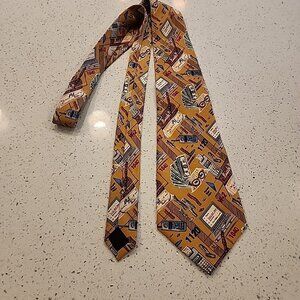 Vintage 1999 Nicole Miller Financial Icons Tie Necktie Silk Money Irs Phone W2